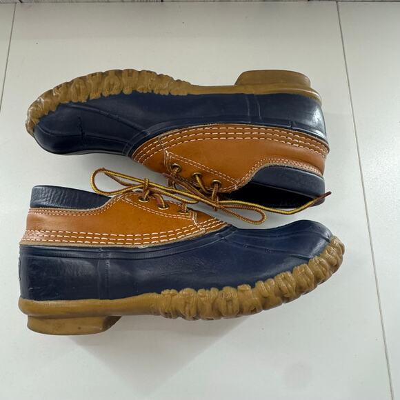 VTG. LL BEAN Women’s Sz 10/Men’s Size 8 Rubber Gum Shoes Made USA Brown Blue - Picture 3 of 11
